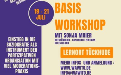 Basisworkshop Soziokratie mit Sonja Maier vom 19-21 Juli im Lernort Tückhude